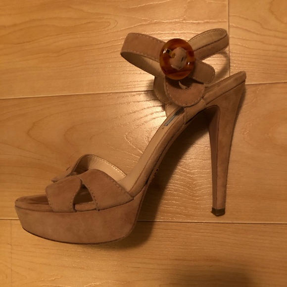 Prada Camoscio nude suede platform sandals 42 - Picture 3 of 16